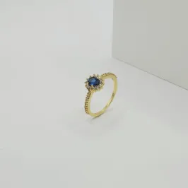 ANEL SOLITÁRIO COM ZIRCÔNIA AZUL