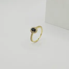 ANEL SOLITÁRIO COM ZIRCÔNIA PRETO