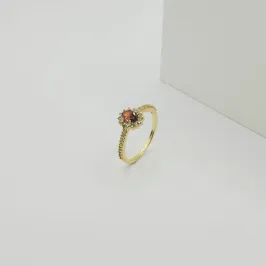 ANEL SOLITÁRIO COM ZIRCÔNIA RUBI