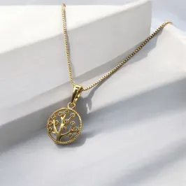 COLAR VENEZIANA COM PINGENTE ARVORE DA VIDA CRAVEJADO