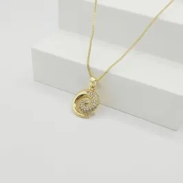 COLAR VENEZIANA COM PINGENTE CARACOL LISO/ZIRCÔNIA CRISTAL