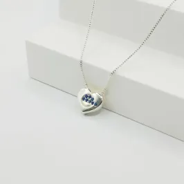 COLAR VENEZIANA COM PINGENTE CORAÇÃO FILHO EM ZIRCÔNIA AZUL