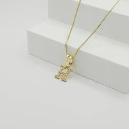 COLAR VENEZIANA COM PINGENTE LETRA H EM ZIRCÔNIA CRISTAL