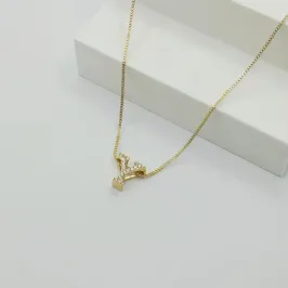 COLAR VENEZIANA COM PINGENTE LETRA Y EM ZIRCÔNIA CRISTAL