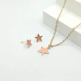 CONJUNTO ELO CARTIER ESTRELA ROSA CLARO COM GLITTER RESINADO