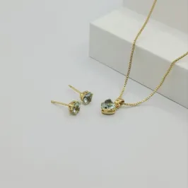 CONJUNTO VENEZIANA COM PONTO DE LUZ CORAÇÃO AZUL CLARO