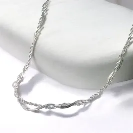 CHOKER  DUPLO TRANÇADO BAIANO/FITA LAMINADA