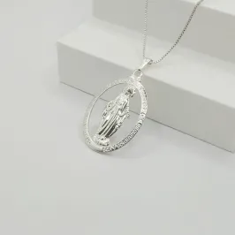 COLAR VENEZIANA COM PINGENTE MEDALHA NOSSA SENHORA DAS GRAÇA