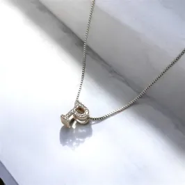 COLAR VENEZIANA PINGENTE LETRA P CRAVEJADO