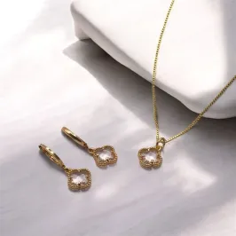 CONJUNTO CORRENTE VENEZIANA VAN CLEEF ZIRCONIA CRISTAL