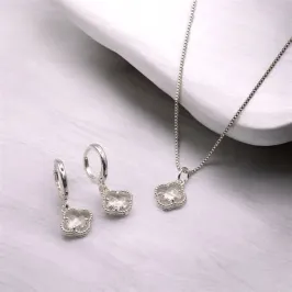 CONJUNTO CORRENTE VENEZIANA VAN CLEEF ZIRCONIA CRISTAL