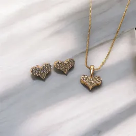 CONJUNTO VENEZIANA COM PINGENTE CORAÇÃO FOFO CRAVEJADO