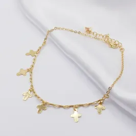 Tornozeleira com Pingentes de Cruz em Chapa
