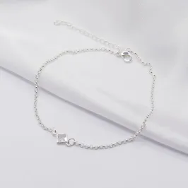 TORNOZELEIRA ELO PORTUGUÊS COM ZIRCÔNIA CRISTAL QUADRADA