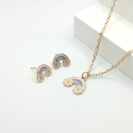 CONJUNTO ELO CARTIER ARCO ÍRIS RESINADO (ROSA/AZUL/LILAS)
