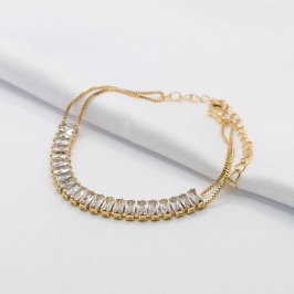 PULSEIRA DUPLA COM BAGUETE CRISTAL