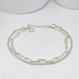 PULSEIRA DUPLA ELO CARTIER E MALHA DIAMANTADA