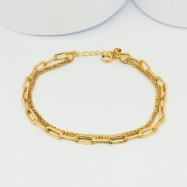 PULSEIRA DUPLA ELO CARTIER E MALHA DIAMANTADA