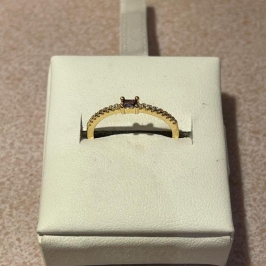 ANEL CRAVEJADO ZIRCONIA  COM CRISTAL LAVANDA