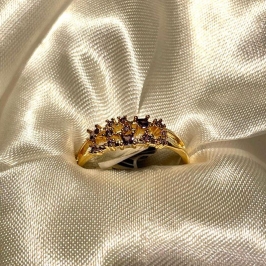 ANEL TRABALHADO CRAVEJADO ZIRCONIA  COM CRISTAL LAVANDA