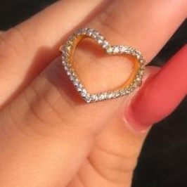 ANEL CORAÇÃO VAZADO ZIRCONIA COLORIDA