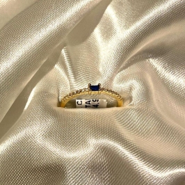 ANEL CRAVEJ.ZIRCONIA C/CRISTAL AZUL