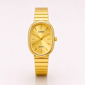RELOGIO CASSIO ANALOGICO OVAL OURO  FUNDO DOURADO