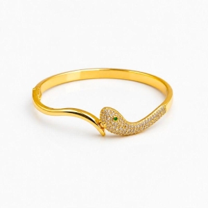 BRACELETE DOURADO COBRA CRAVEJADO