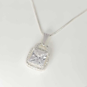 COL006- COLAR PINGENTE  CADEADO COM ZIRCONIAS