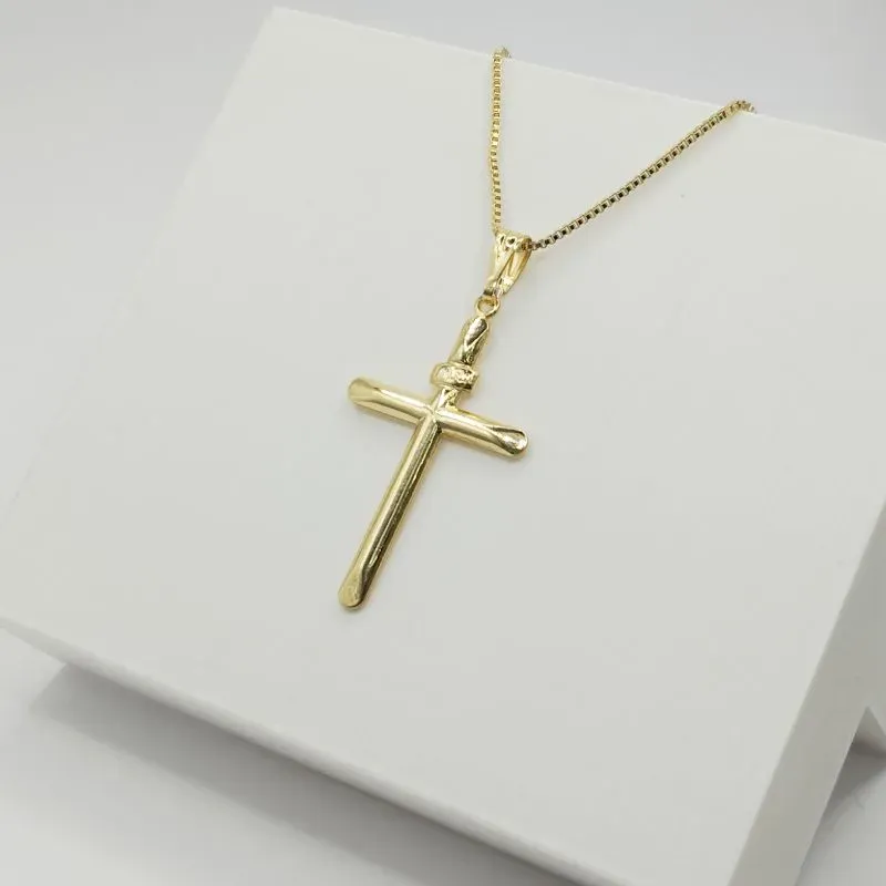 COLAR VENEZIANA COM PINGENTE CRUZ LISA