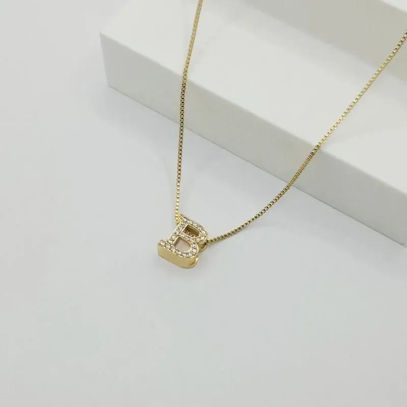 COLAR VENEZIANA COM PINGENTE LETRA B EM ZIRCÔNIA CRISTAL
