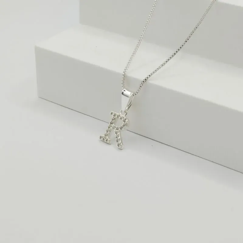 COLAR VENEZIANA COM PINGENTE LETRA R EM ZIRCÔNIA CRISTAL