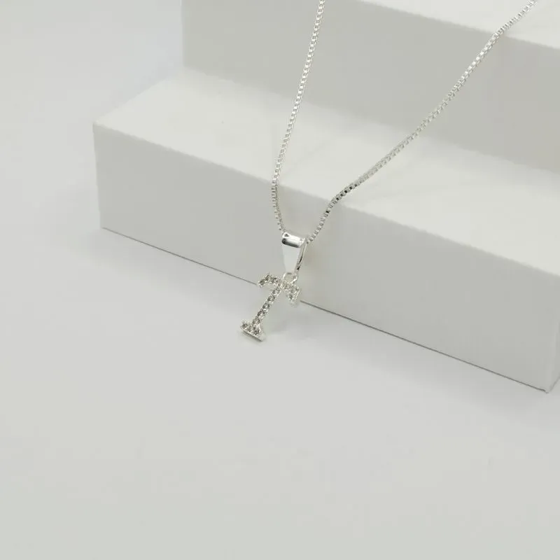 COLAR VENEZIANA COM PINGENTE LETRA T EM ZIRCÔNIA CRISTAL