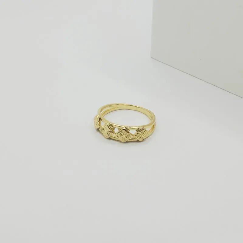 ANEL ARO DUPLO LISO COM LOSANGO DETALHADO