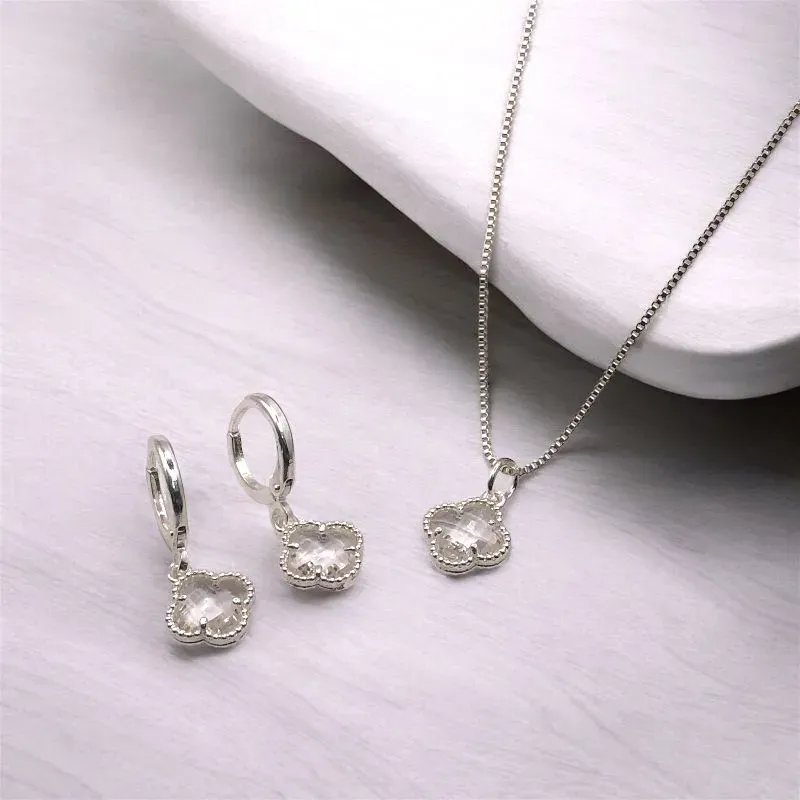 CONJUNTO CORRENTE VENEZIANA VAN CLEEF ZIRCONIA CRISTAL