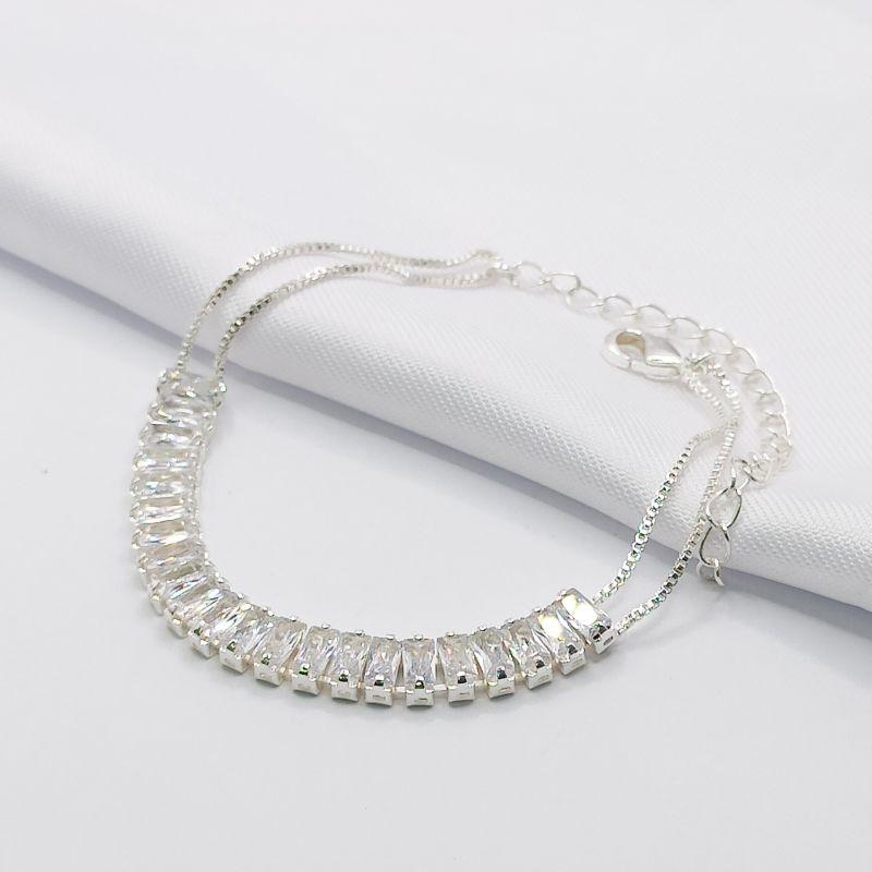 PULSEIRA DUPLA COM BAGUETE CRISTAL