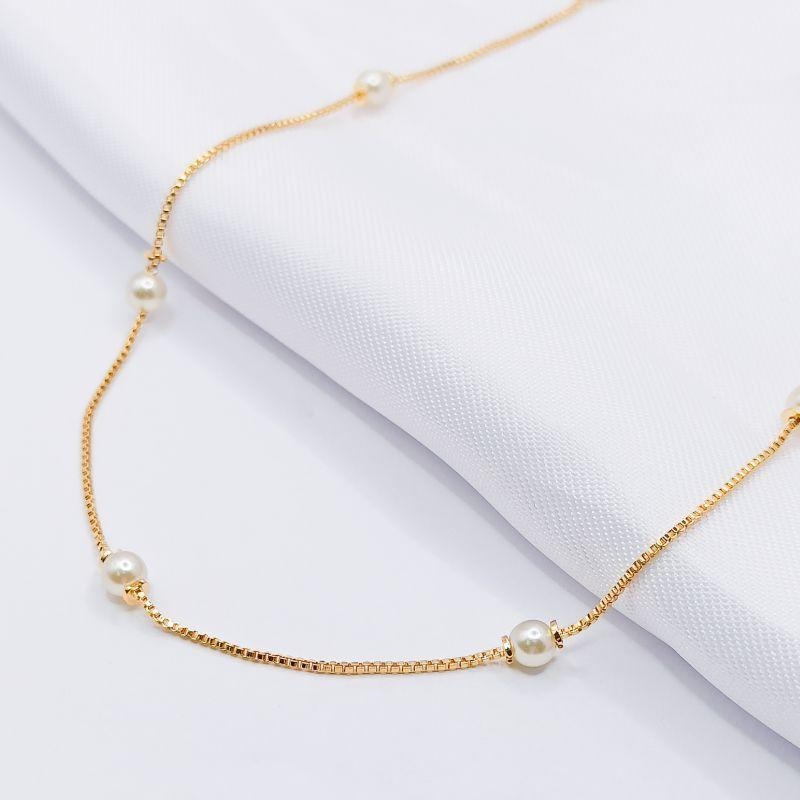 COLAR VENEZIANA INTERCALADA COM PÉROLAS