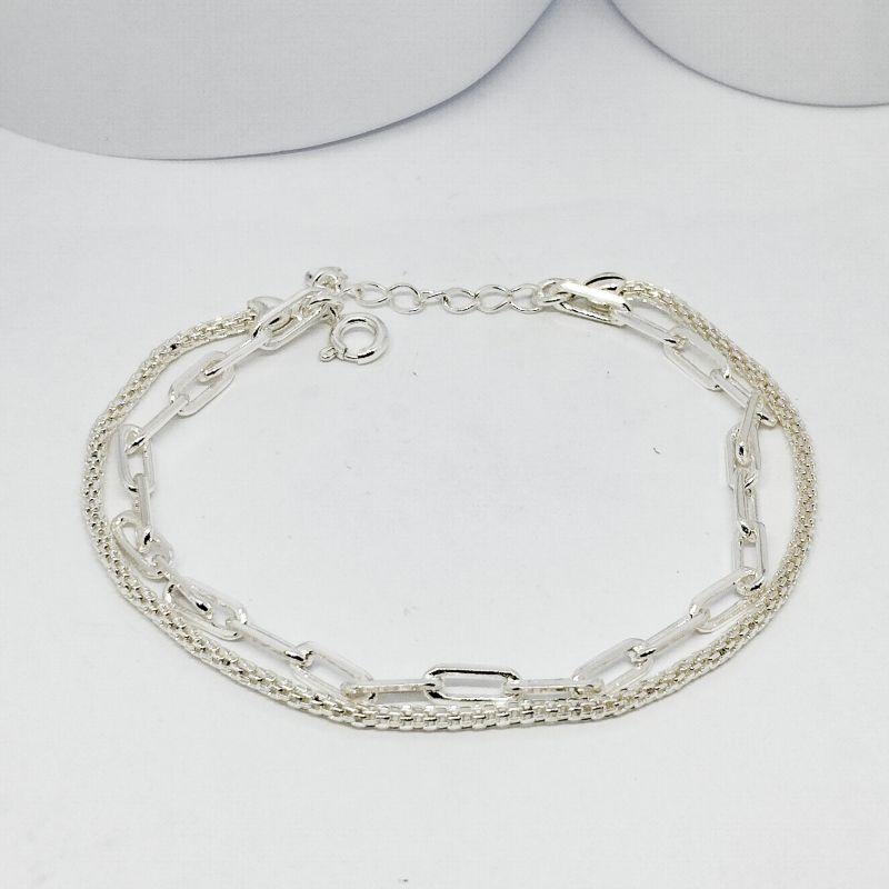 PULSEIRA DUPLA ELO CARTIER E MALHA DIAMANTADA