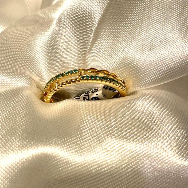 ANEL CRAVEJ ZIRCONIAS  VERDE /FIOS