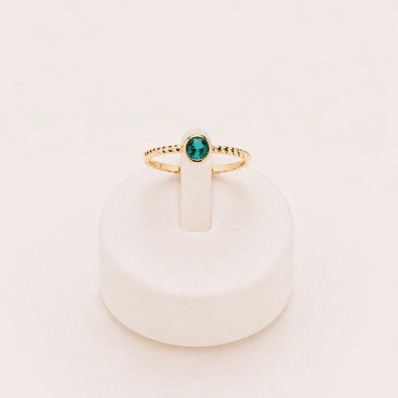 ANEL TORCIDO PONTO DE LUZ VERDE CRISTAL