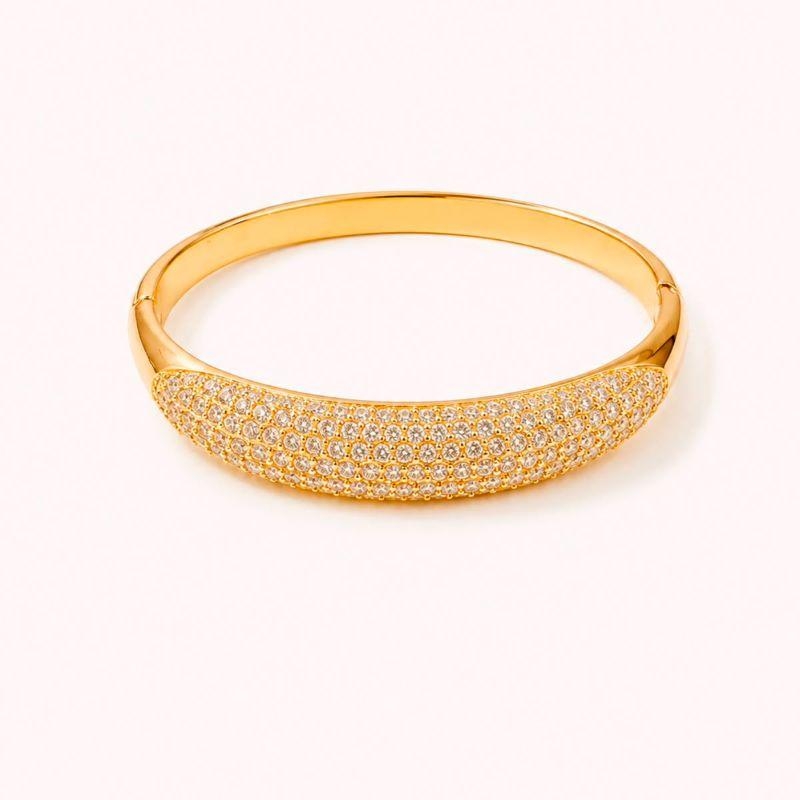 BRACELETE RIGIDO DOURADO CRAVEJADO