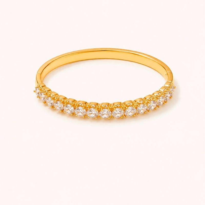 BRACELETE RIGIDO DOURADO CRAVEJADO