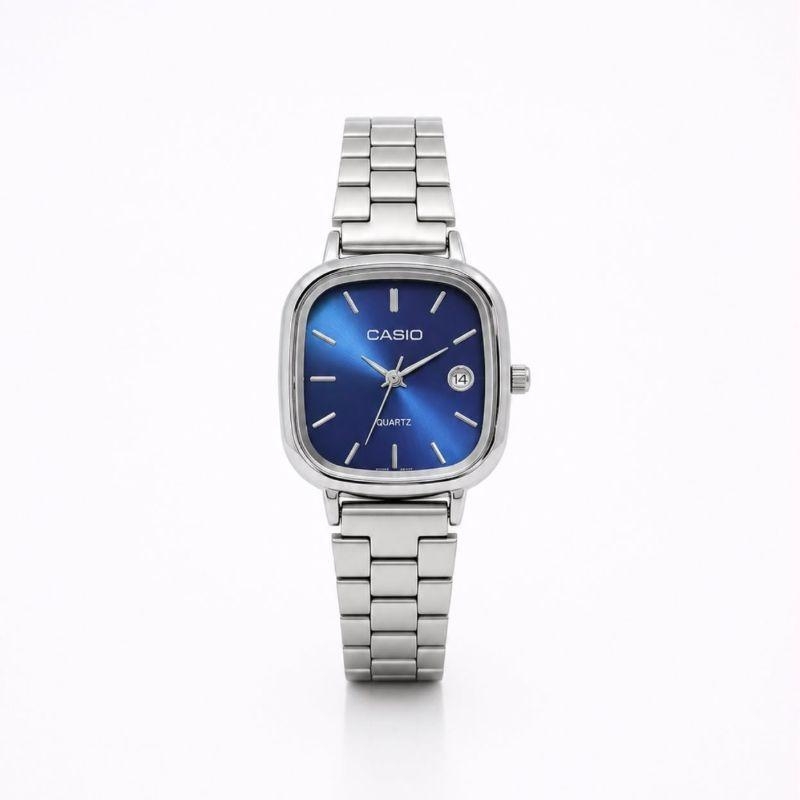 RELOGIO CASSIO ANALOGICO  PRATA FUNDO  AZUL