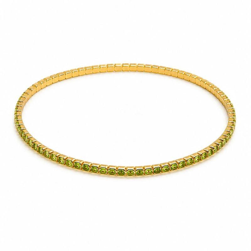 PULSEIRA ELASTICO EM ZIRCONIA PEDRA PERIDOTO