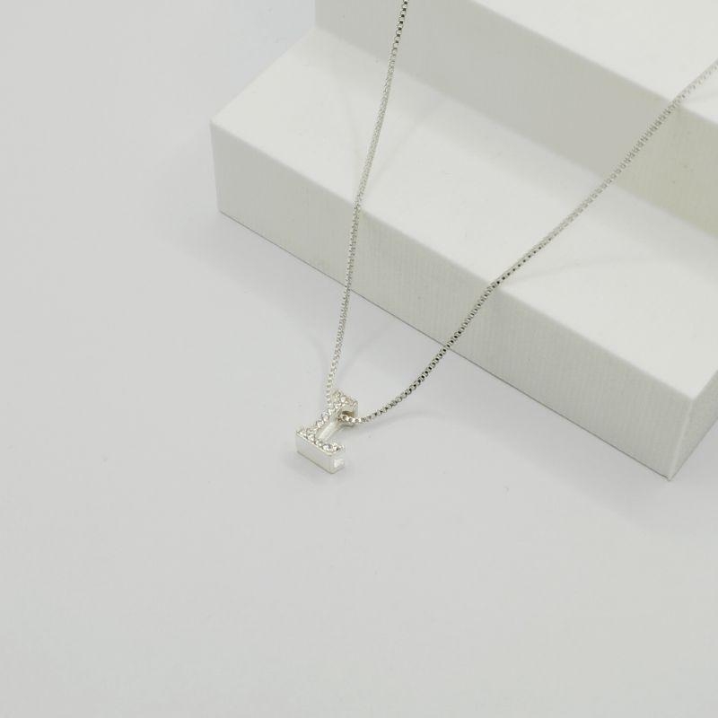 COLAR VENEZIANA COM PINGENTE LETRA L EM ZIRCÔNIA CRISTAL
