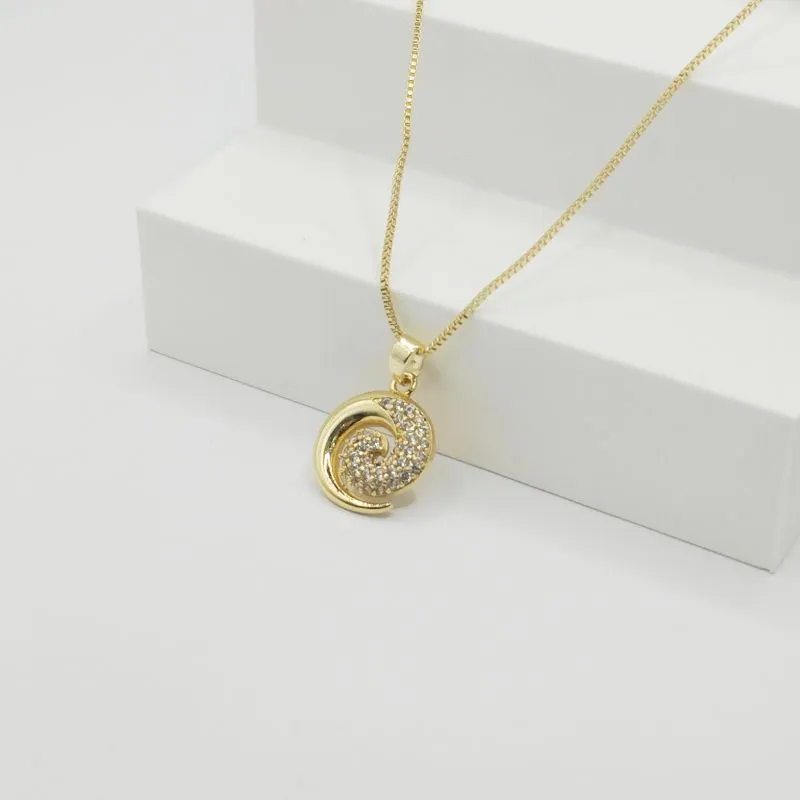 COLAR VENEZIANA COM PINGENTE CARACOL LISO/ZIRCÔNIA CRISTAL