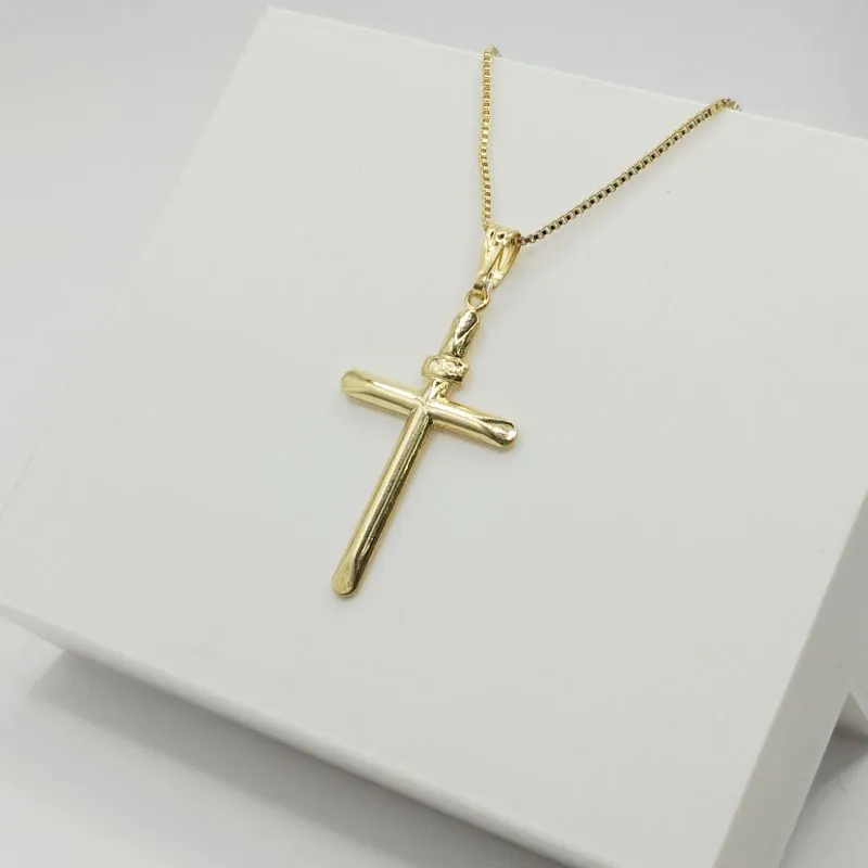 COLAR VENEZIANA COM PINGENTE CRUZ LISA