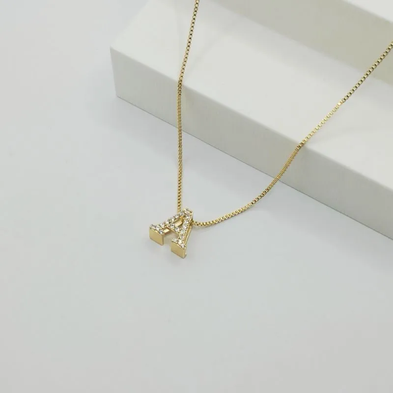 COLAR VENEZIANA COM PINGENTE LETRA A EM ZIRCÔNIA CRISTAL