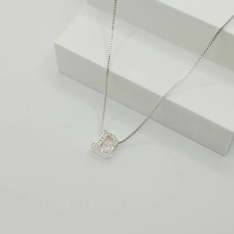 COLAR VENEZIANA COM PINGENTE LETRA B EM ZIRCÔNIA CRISTAL