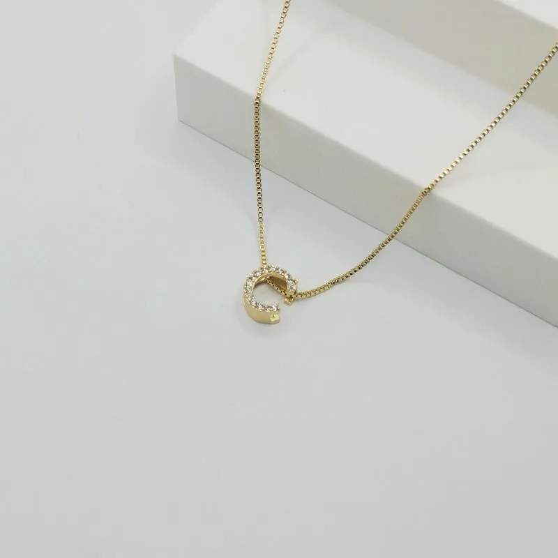 COLAR VENEZIANA COM PINGENTE LETRA C EM ZIRCÔNIA CRISTAL